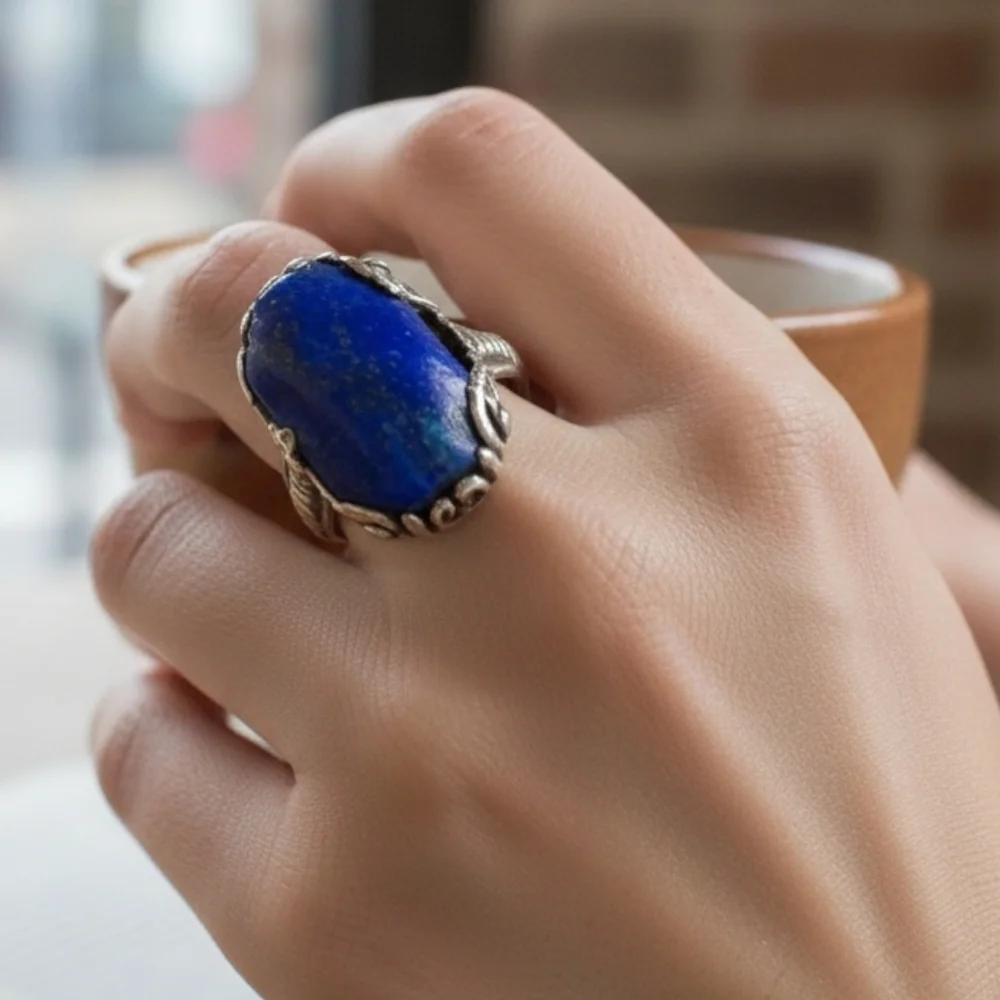 ✨️Lapis Lazuli Sterling Silver Filigree MCM Gorgeus Ring Size 6.25-6.5!
